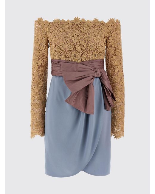 Valentino Blue Cotton And Macramé Dress