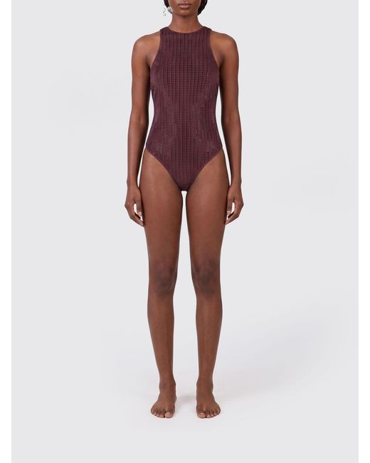 VENUJA Red Polyamide One-Piece Swimsuit With Rhinestones