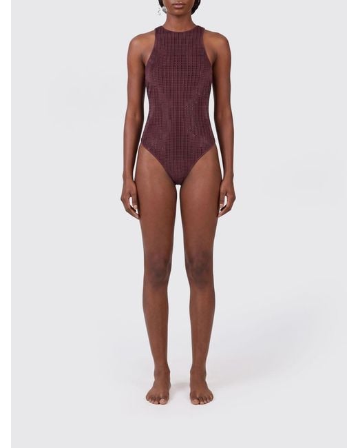 VENUJA Red Polyamide One-Piece Swimsuit With Rhinestones