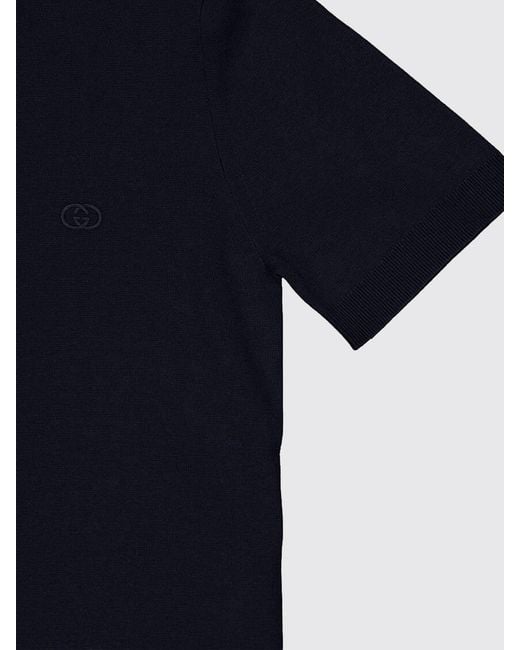 Gucci Blue Gg Cotton Knit Top for men