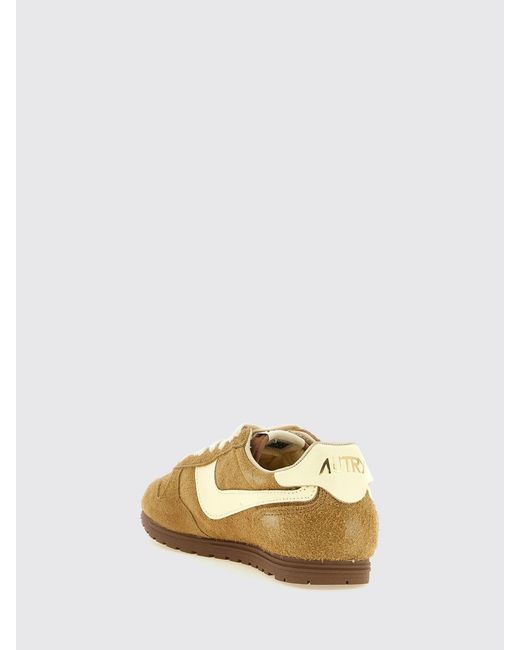 Autry Natural Windspin Leather And Laminated Leather Sneakers With Carved Logo