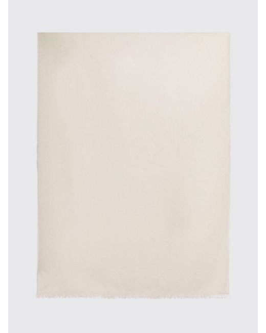 Max Mara Natural Wool And Silk Scarf With Monogram
