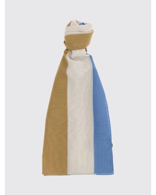 Saint Laurent White Striped Cotton Blend Scarf With Ysl Monogram