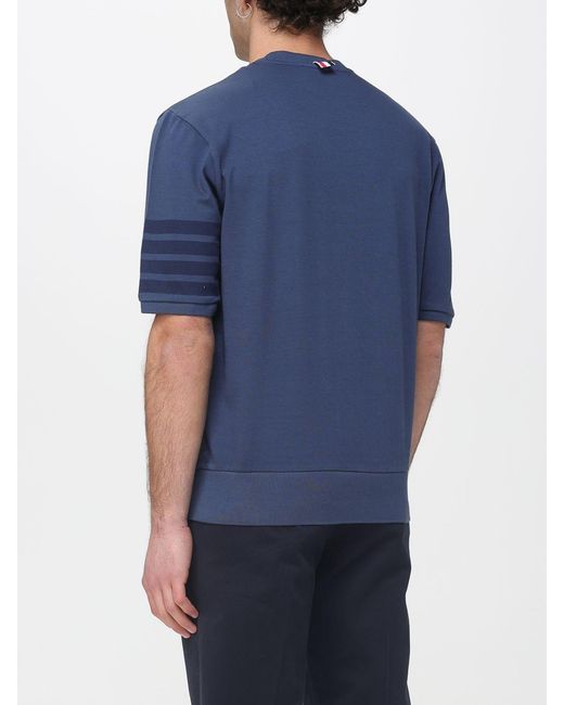 Thom Browne Blue 4-Bar Cotton T-Shirt for men