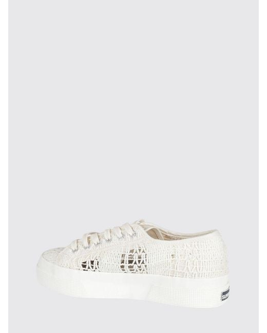 Superga Natural 2740 Platform Crochet Cotton Sneakers