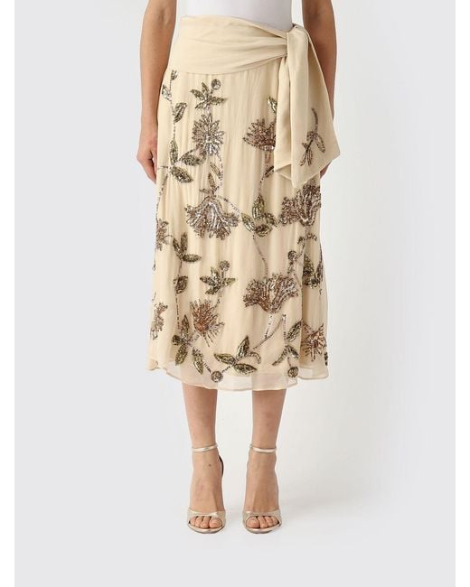 Maliparmi Natural Viscose Skirt With Embroidery