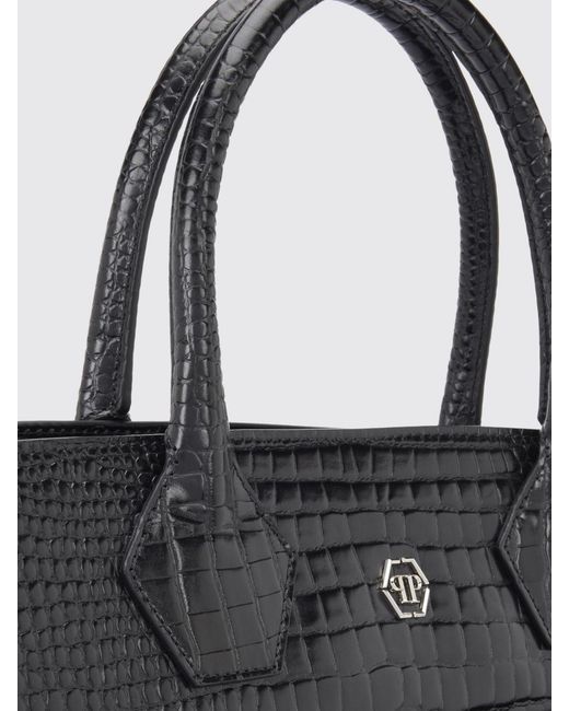 Philipp Plein Black Dynasty Crocodile Print Leather Bag