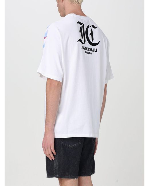 T-shirt stampata di Just Cavalli in White da Uomo