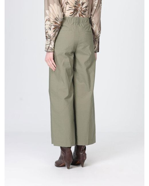 Brunello Cucinelli Green Cotton Poplin Wide Leg Trousers