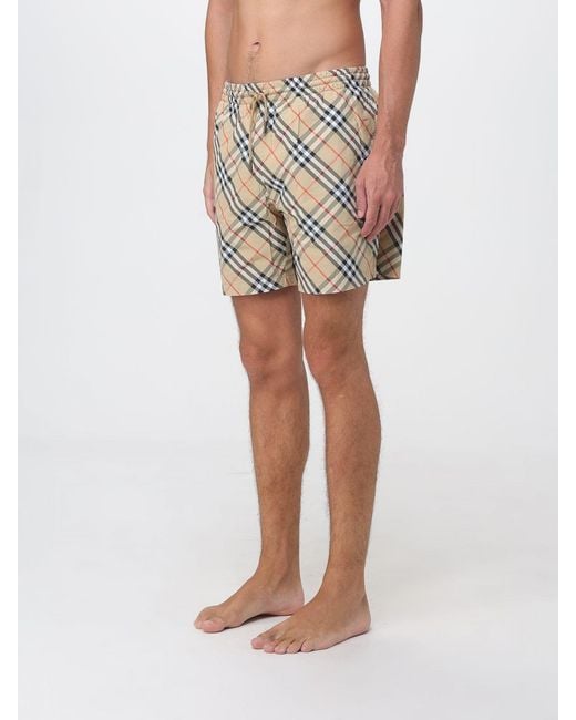Burberry Natural Vintage Check Print Nylon Swim Shorts for men