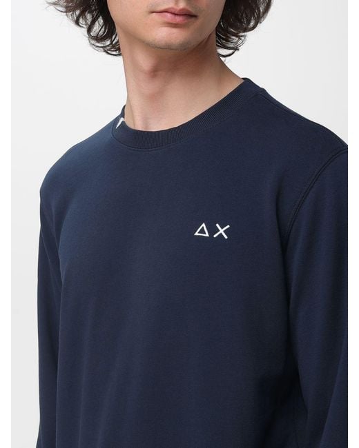 Sun 68 Blue Cotton Crewneck Sweatshirt for men