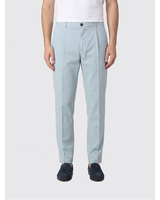 Incotex Blue Cotton Blend Chino Trousers for men