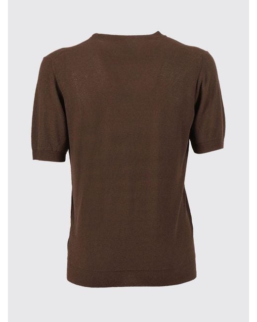 Kangra Brown Slim Fit Short-Sleeve Cotton-Blend Crewneck Jumper for men