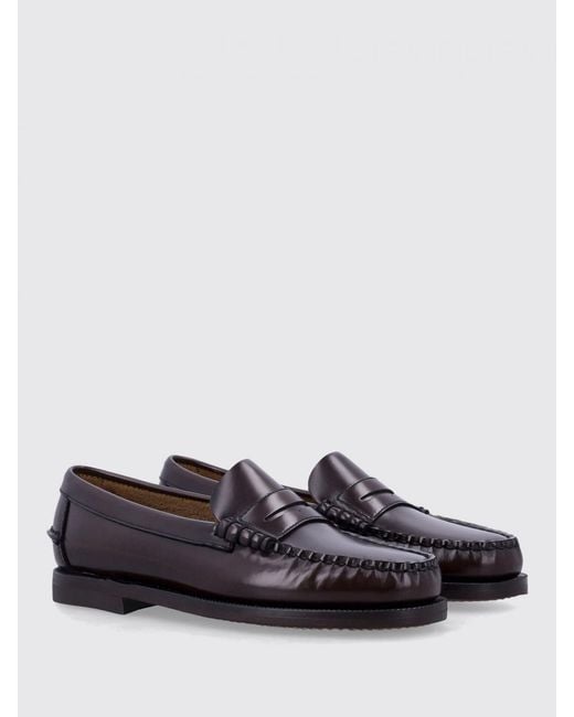 Sebago Gray Classic Dan Brushed Leather Loafers