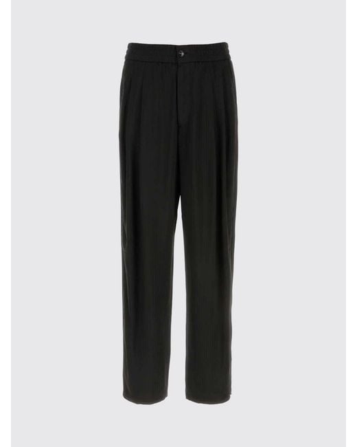 Giorgio Armani Black Viscose Wide-Leg Trousers for men