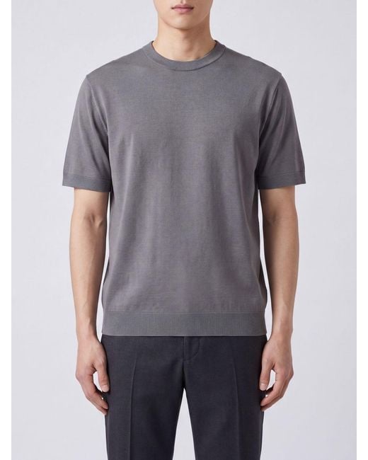 Herno Gray Crew-Neck Short-Sleeved T-Shirt for men