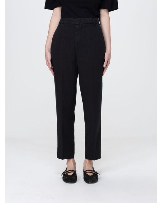 Dondup Black Cotton Blend Cropped Fit Trousers