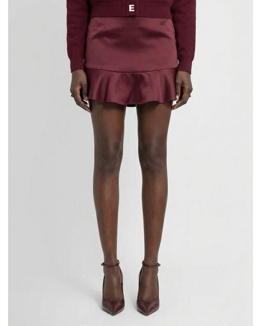ROTATE BIRGER CHRISTENSEN Red Ruffle Skirt