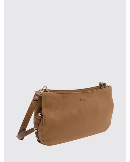 Liu Jo Brown Gerona Faux Suede Crossbody Bag With Zip Closure And Tonal Logo