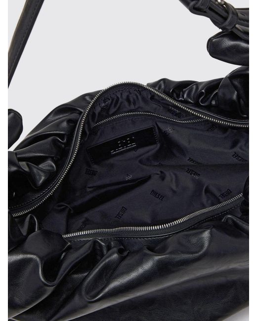 DIESEL Black Grab-D Ruched Polyurethane Bag