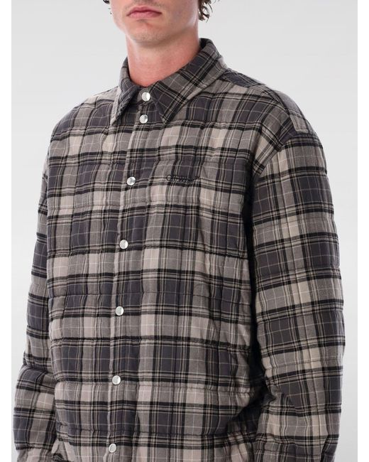 Off-White c/o Virgil Abloh Gray Padded Check Cotton Shirt Jacket With Logo for men