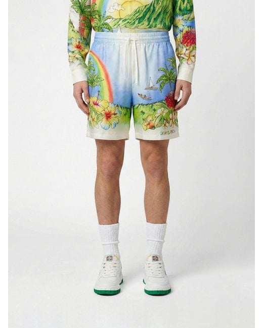 Casablanca Green Silk Shorts for men