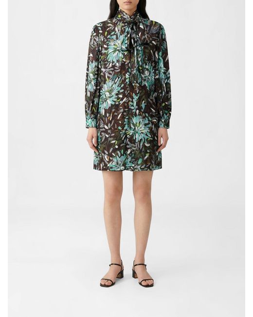 Gucci Green Printed Silk Twill Chemisier Dress