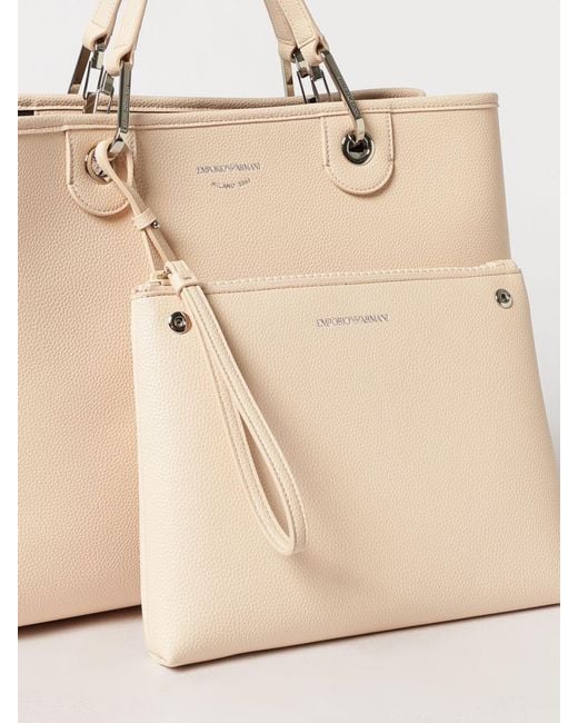 Emporio Armani Natural Myea Medium Grained Faux Leather Bag