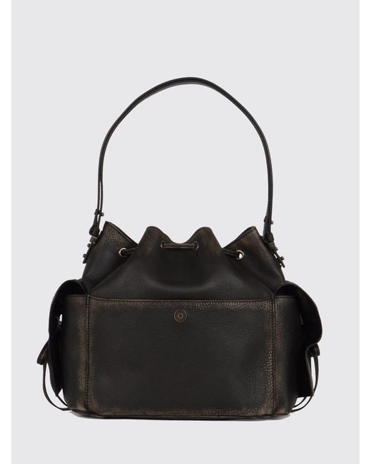 Acne Black Aged Leather Bucket Bag