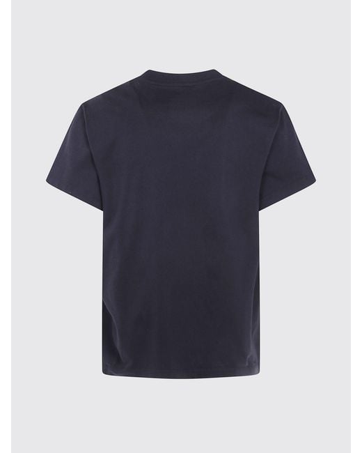 Jil Sander Blue Cotton Crewneck T-Shirt With Contrast Logo On Chest for men