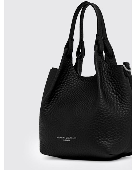 Gianni Chiarini Black Dua Hammered Leather Bag