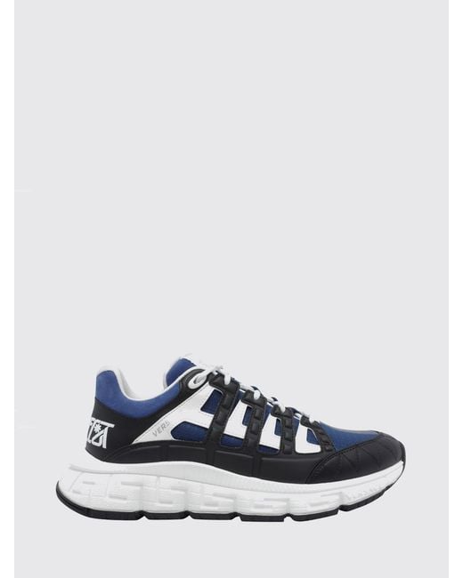 Versace Blue Trigreca Leather And Nylon Sneakers for men