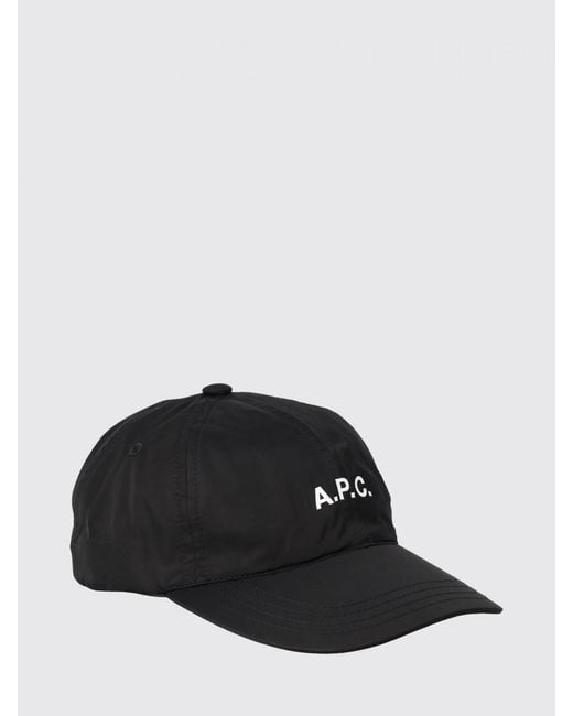 A.P.C. Black Polyester Baseball Cap With Printed Logo And Strap for men