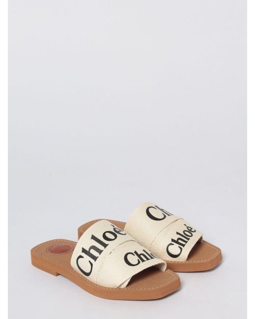 Chloé Pink Chlo&Eacute Woody Canvas Mules With Printed Logo