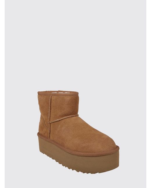 Ugg Brown Classic Mini Platform Suede And Wool Ankle Boots