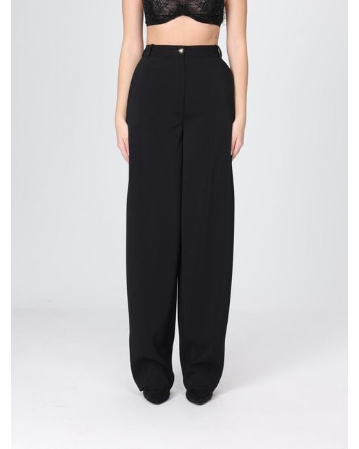 Elisabetta Franchi Black Wide Leg Crêpe Trousers