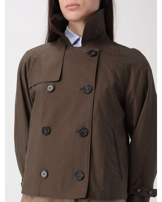 Max Mara Brown Double Breasted Cotton Blend Trench Coat