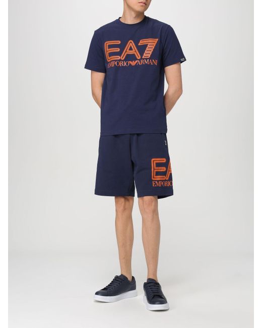 T-shirt di cotone di EA7 in Blue da Uomo