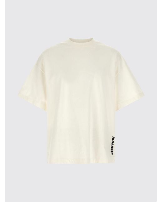 Jil Sander White Relaxed Fit Cotton T-Shirt With Contrasting Logo for men