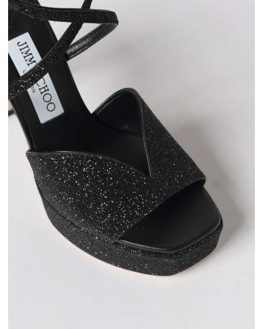 Jimmy Choo Black Karli Platform Glitter Fabric Sandal