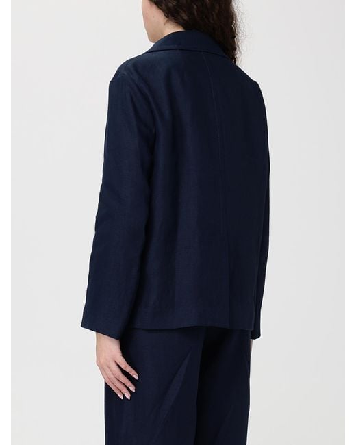 Max Mara Blue Linen Double-Breasted Blazer