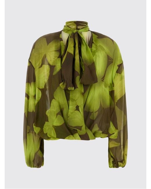 Blumarine Green Printed Viscose Blouse