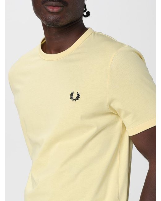 Fred Perry Natural Basic Cotton T-Shirt With Mini Logo for men