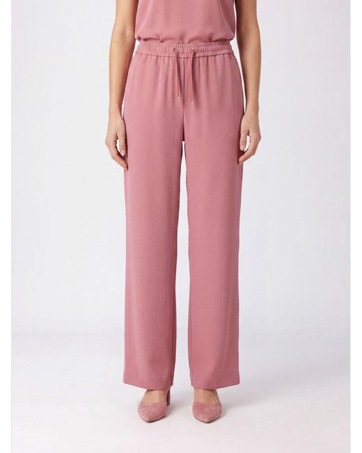 Herno Pink High-Waisted Jersey Palazzo Trousers With Drawstring