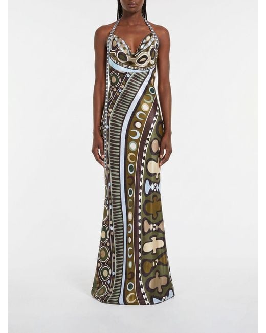 Emilio Pucci White Printed Silk Blend Long Dress