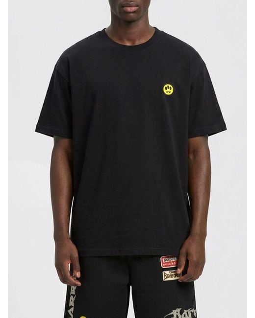 Barrow Black Cotton T-Shirt With Logo for men