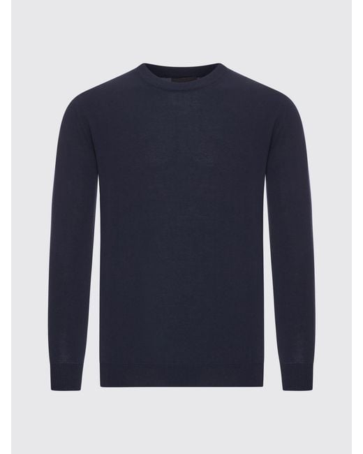Zanone Blue Cotton Crew Neck Sweater for men