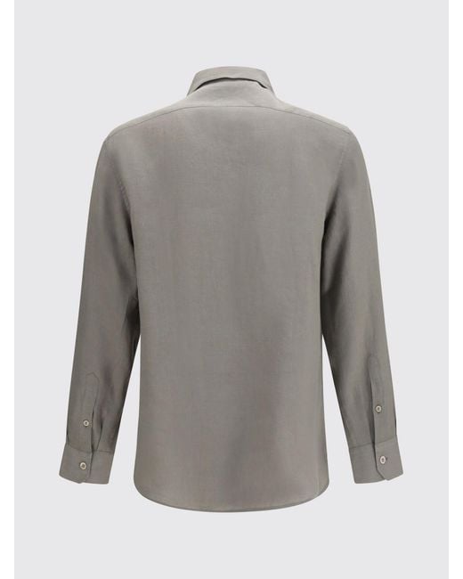 Brunello Cucinelli Gray Linen Casual Shirt for men