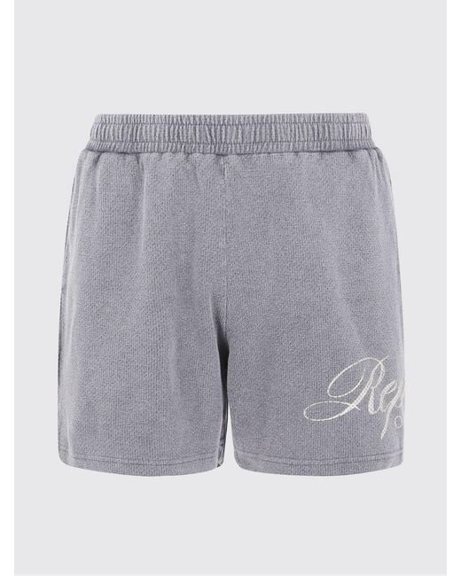 Represent Gray Cotton Logo Jogging Shorts for men