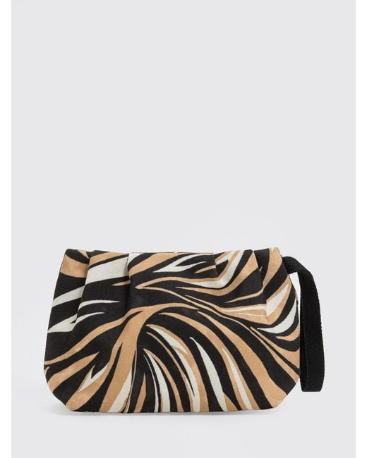 Twinset Gray Printed Cotton Canvas Pouch